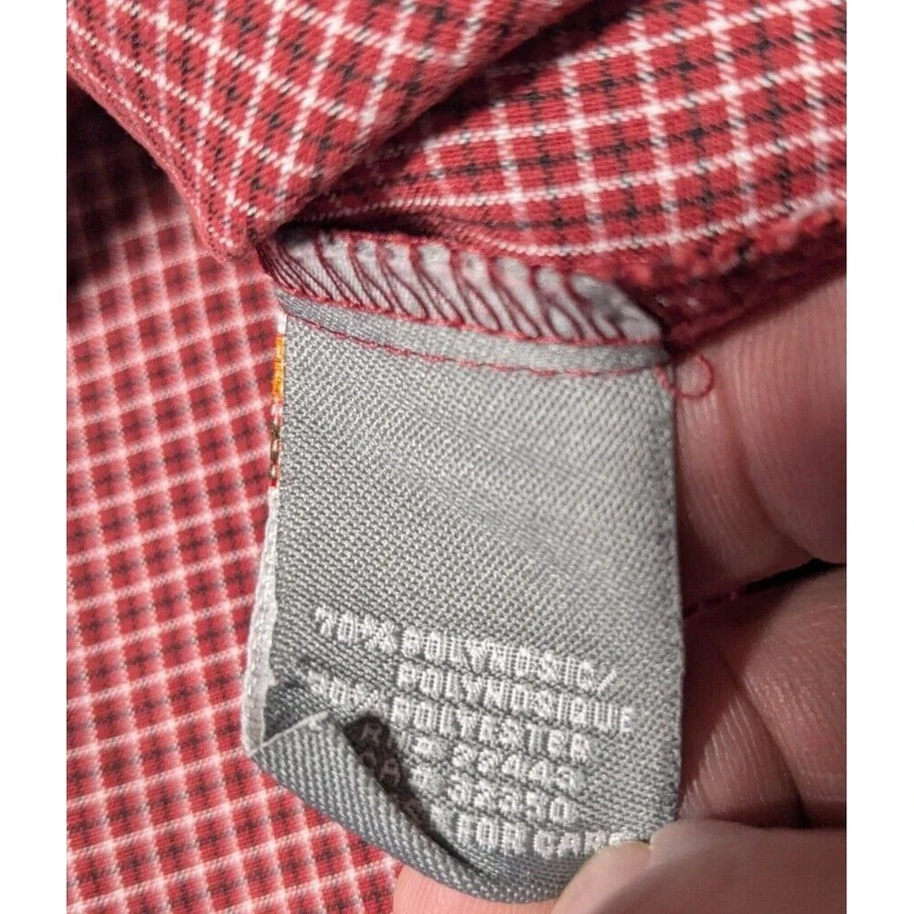 QUIKSILVER Men Large Red‎ Mini Check Nylon Blend Button-Up Shirt